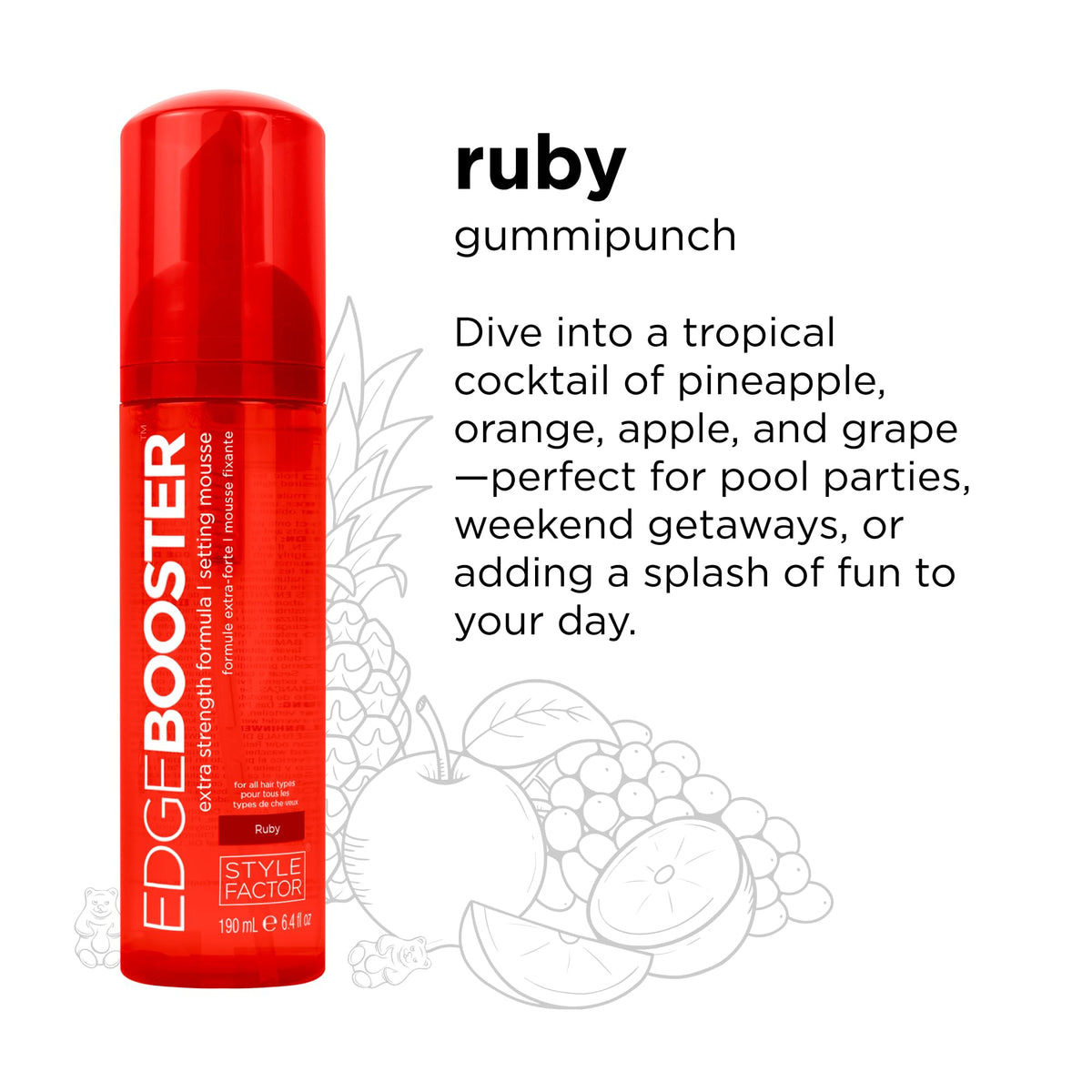 Style Factor EDGE support Extra Strength Mousse 2.5oz Ruby with styling tools