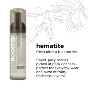 Style Factor EDGE support Mousse 2.5oz on a vanity with hair tools