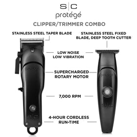 STYLECRAFT Protégé Clipper & Trimmer Combo showing stainless steel blades