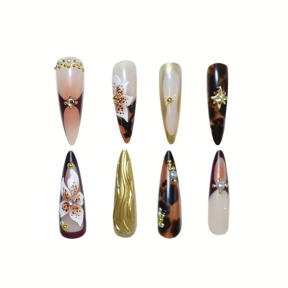 Styled BLGTGH Almond Press on Nails on a hand