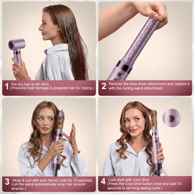 StyleVibe 6-in-1 Air Styler displaying auto-wrap curl feature