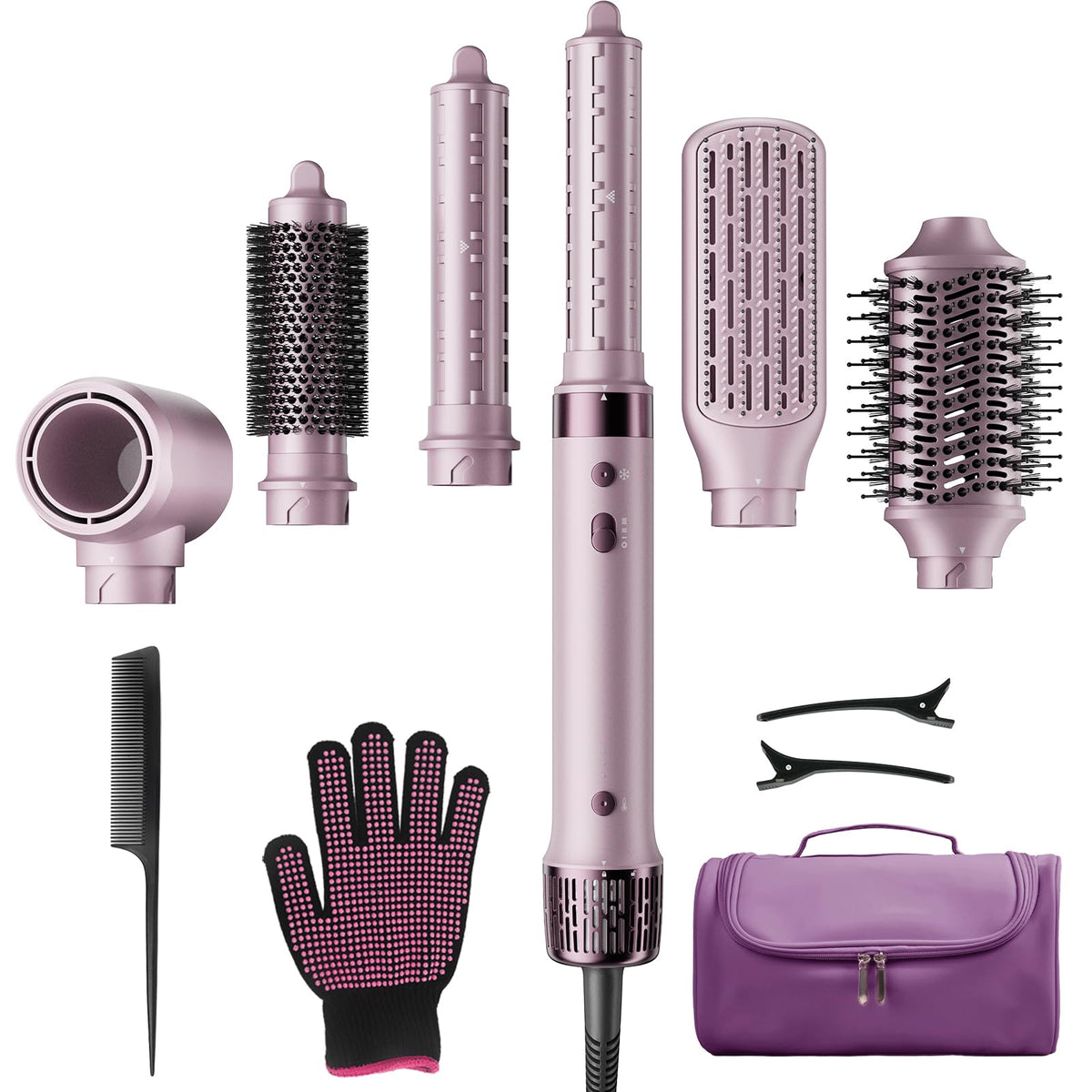 StyleVibe 6-in-1 Air Styler front view with attachments