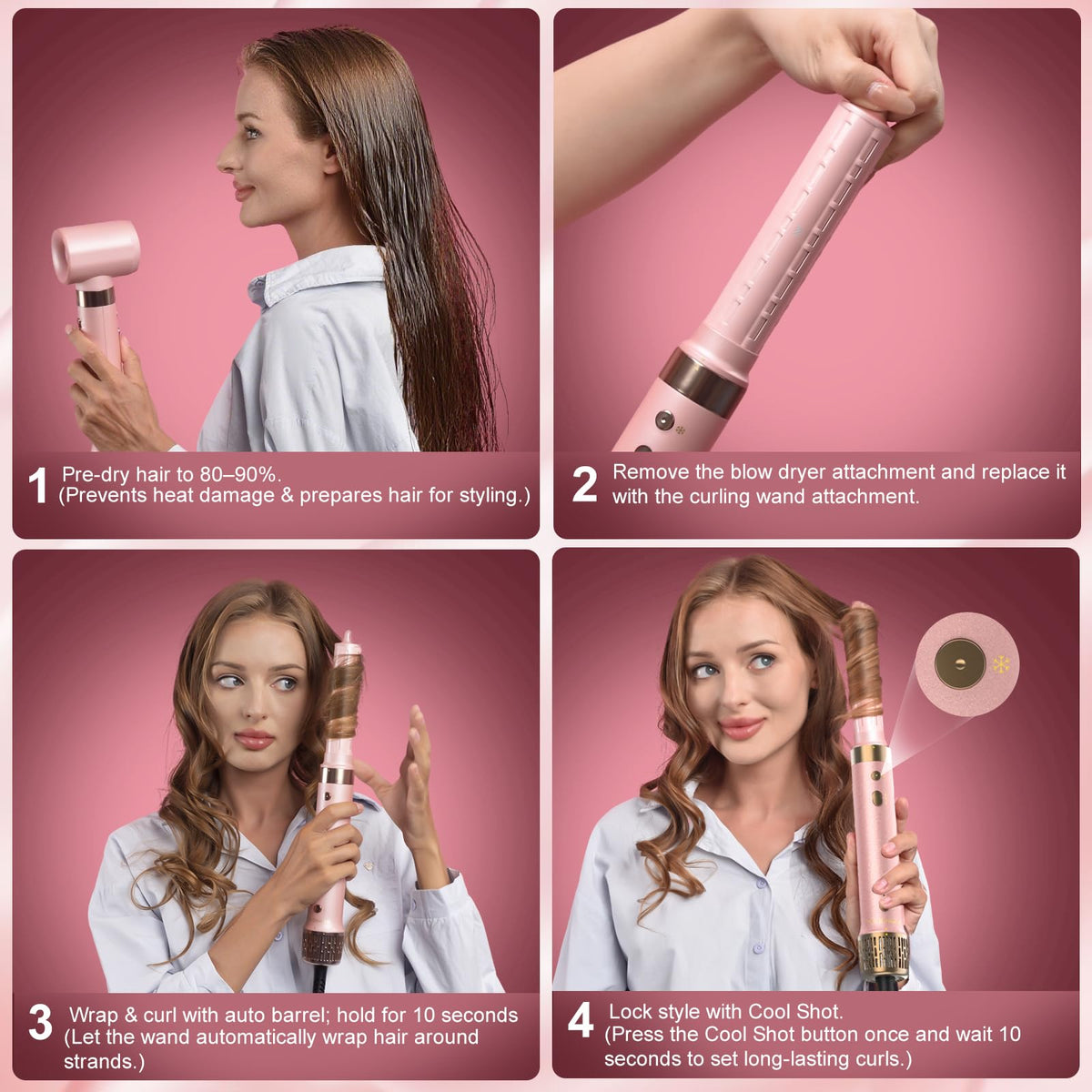 StyleVibe 8-in-1 Air Styler auto-wrap curling barrel