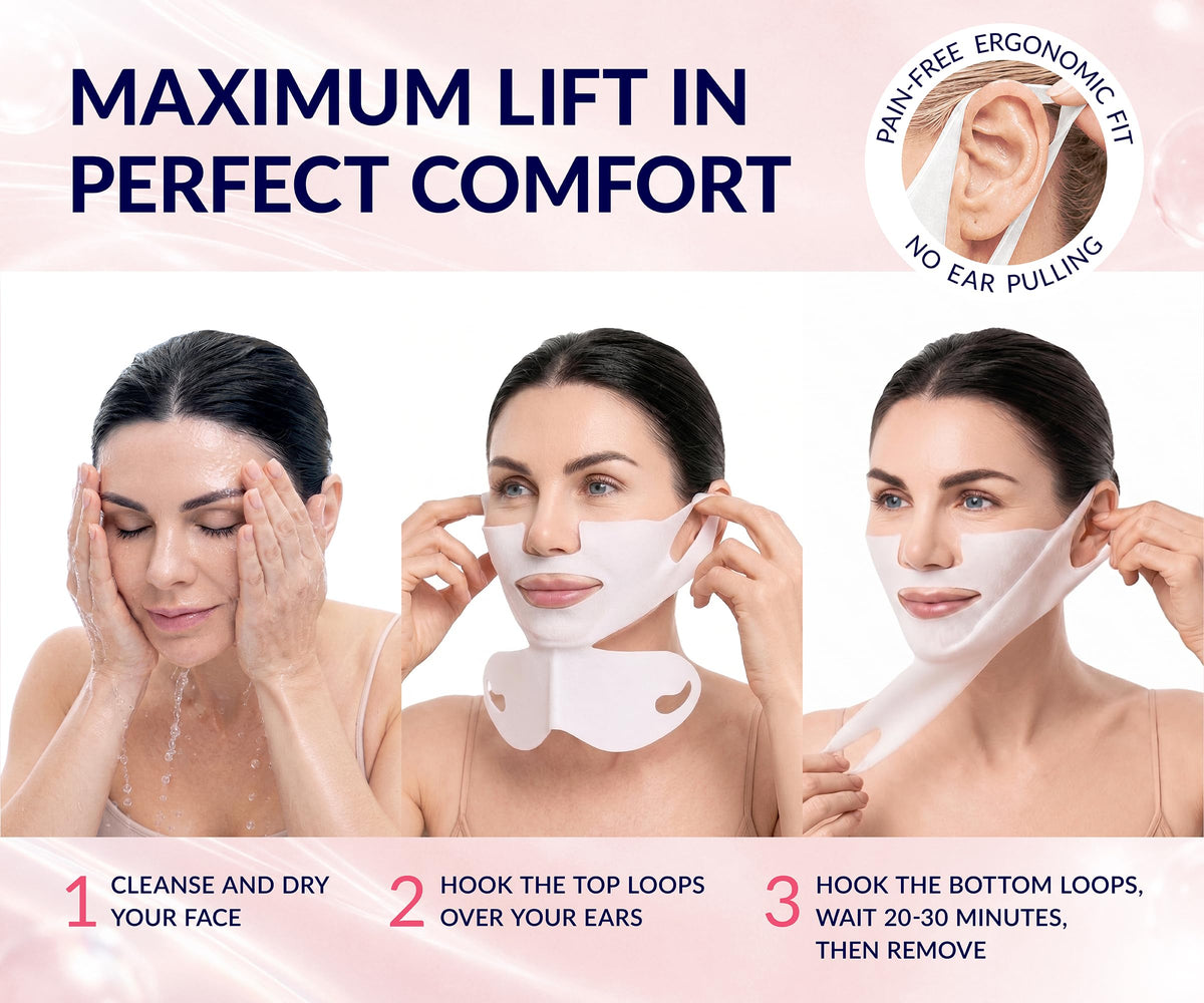 Stylia MaxiLift V-Line Lifting Face Mask in use during sleep