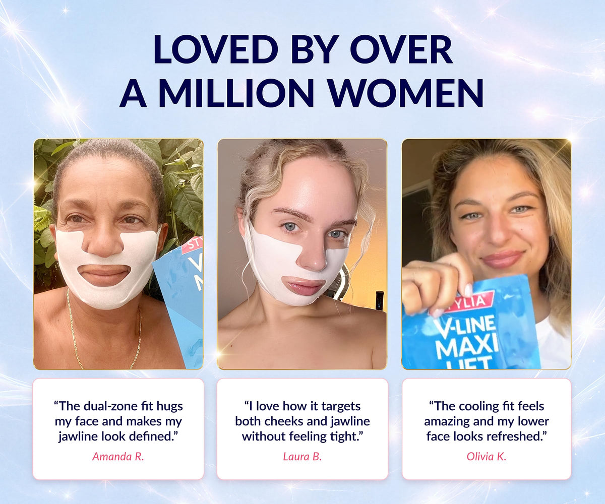Stylia MaxiLift V-Line Lifting Face Mask with ingredients list