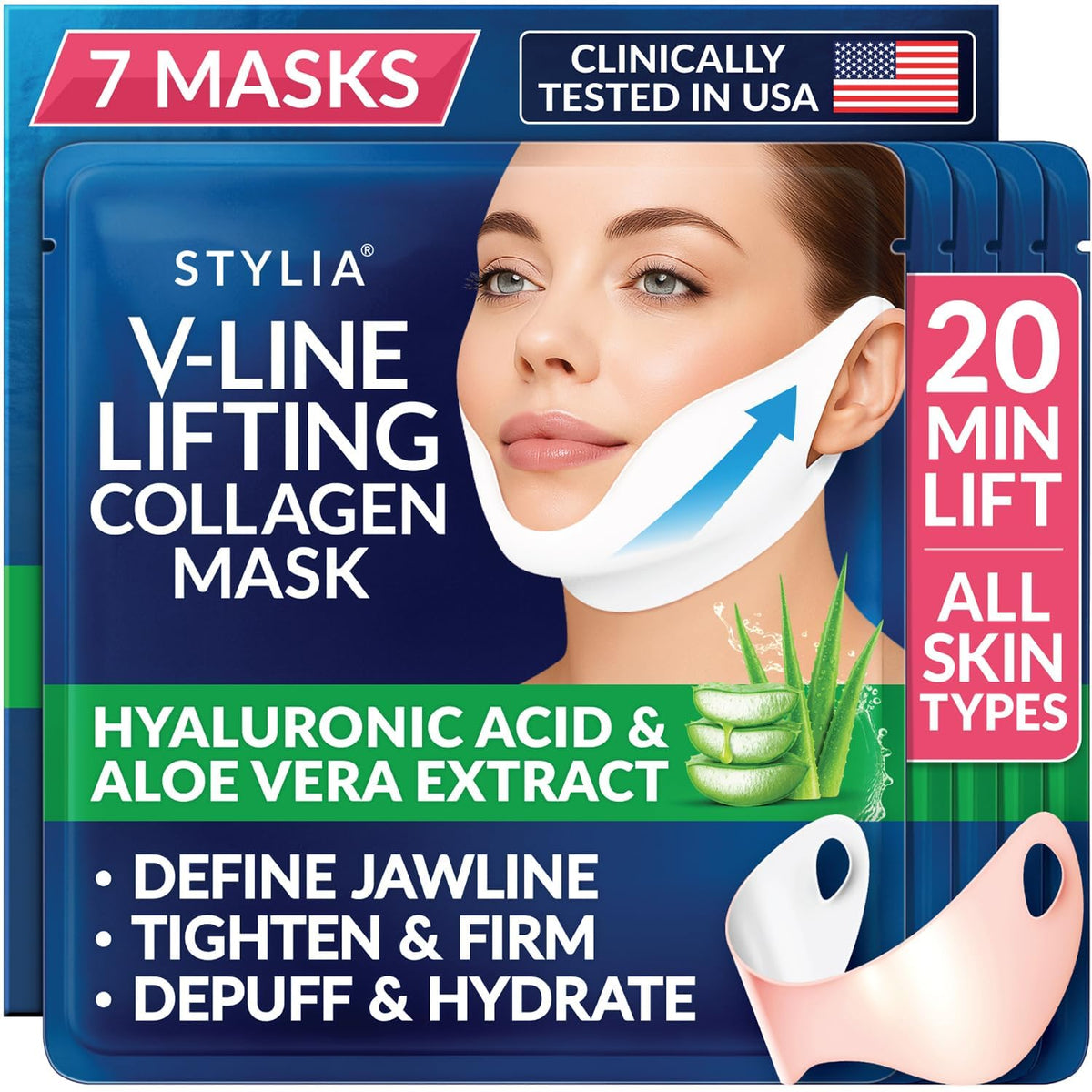 Stylia V Line Lifting Collagen Mask front view with packaging