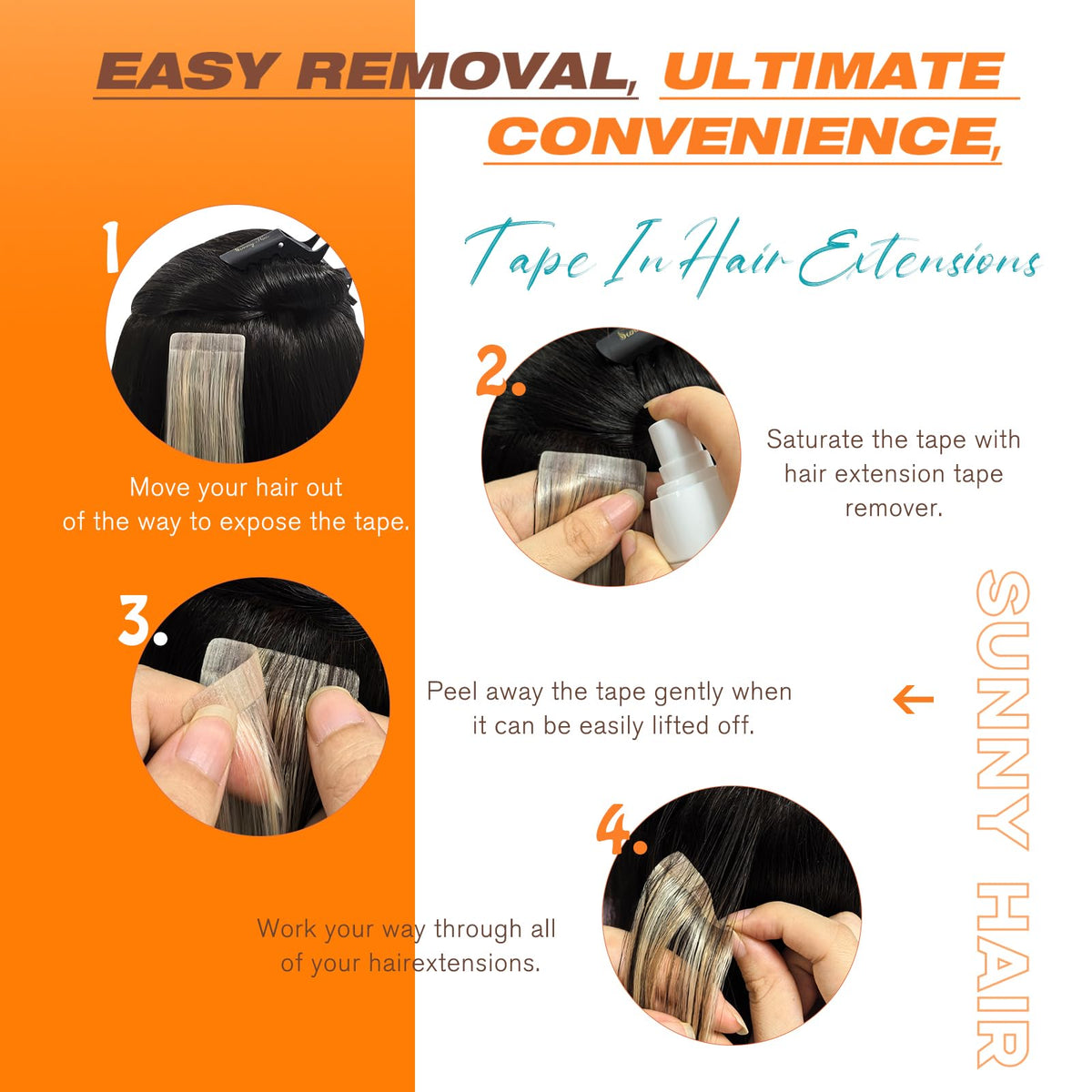 Styling tools alongside Sunny Hair Tape in Hair Extensions