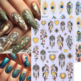STZPRONAIL 3D nail stickers applied on nails showcasing colourful patterns