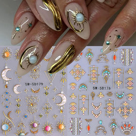 STZPRONAIL 9 sheets of self-adhesive nail art stickers displayed