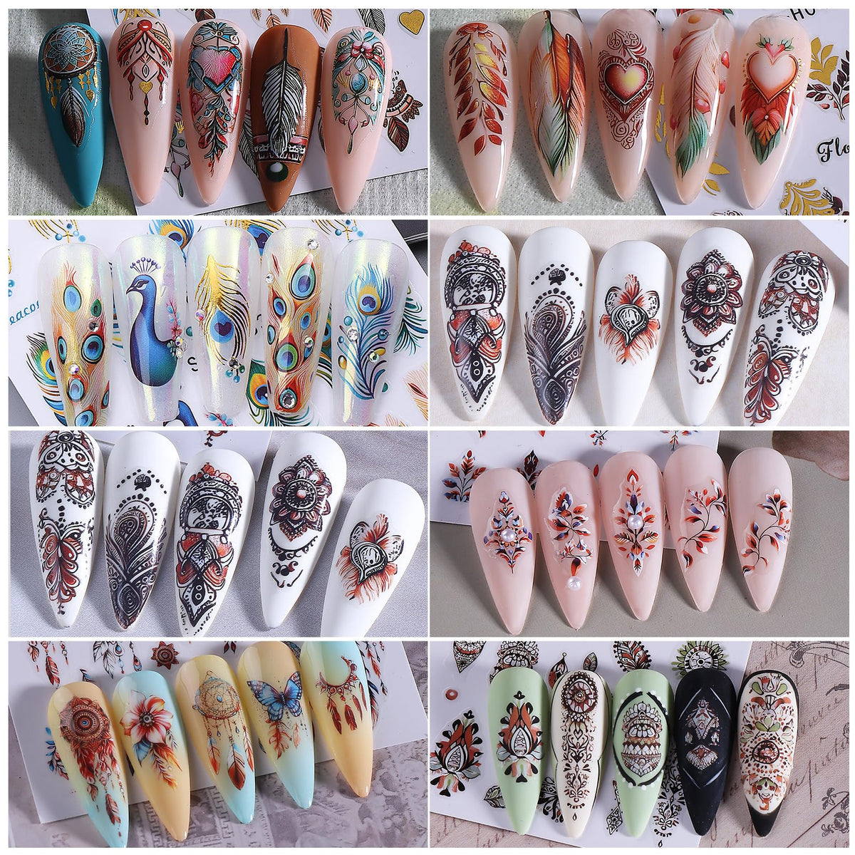 STZPRONAIL nail art stickers displayed on a table with decorations