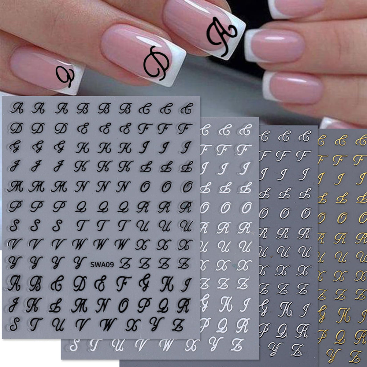 STZPRONAIL nail art stickers featuring gothic letters
