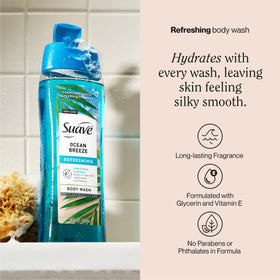 Suave Ocean Breeze Body Wash creamy lather close-up
