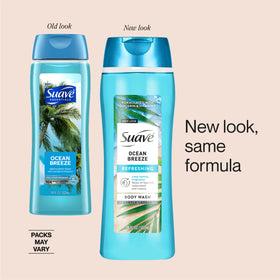 Suave Ocean Breeze Body Wash with ocean background