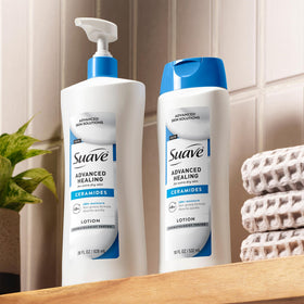 Suave Revitalizing Body Lotion with Vitamin E texture on hand