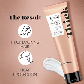 Suave Simply Styled Thickening Hair Cream 5 oz with application on hair
