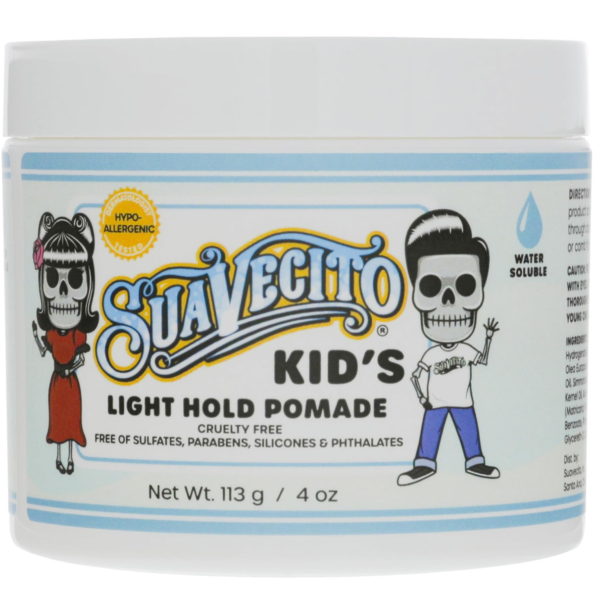 Suavecito Kid's Pomade 4 oz. front view with calming chamomile scent