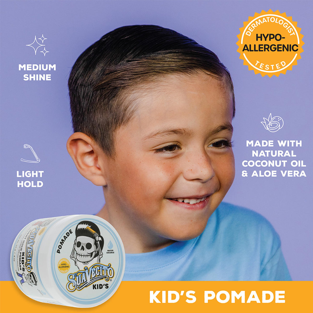 Suavecito Kid's Pomade application on hair