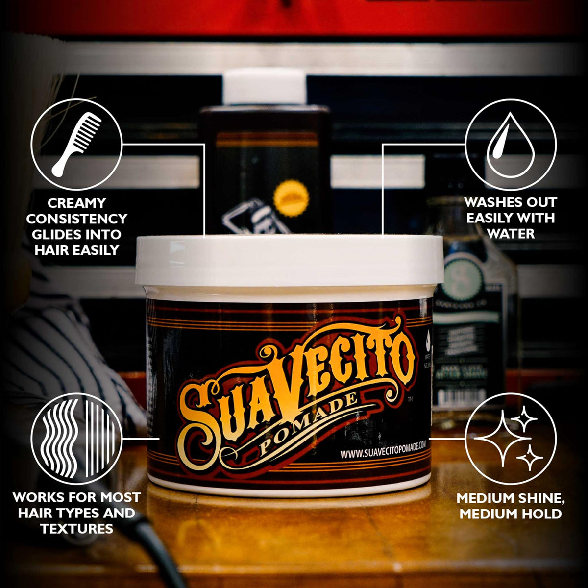 Suavecito Original Hold Pomade creamy consistency close-up