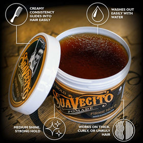 Suavecito Pomade 32 oz tub with creamy texture close-up
