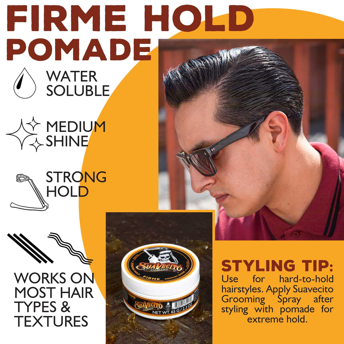 Suavecito Pomade Firme Hold 2.3 oz product texture
