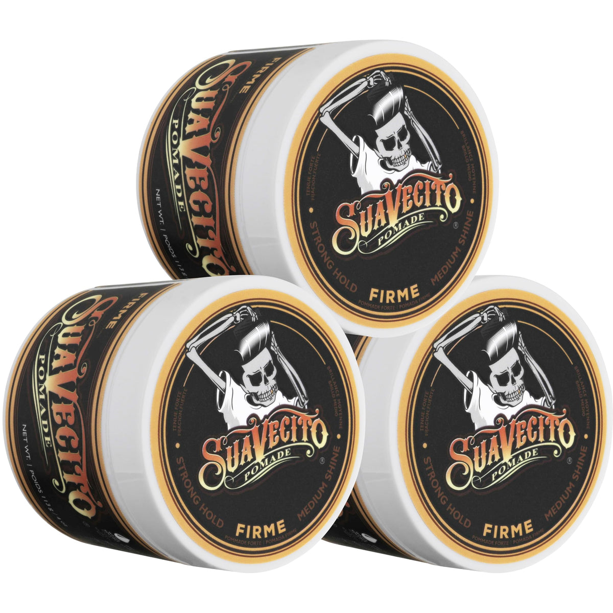 Suavecito Pomade Firme Hold 4 oz 3 Pack front view