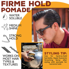 Suavecito Pomade Firme Hold 4 oz 3 Pack on a bathroom shelf