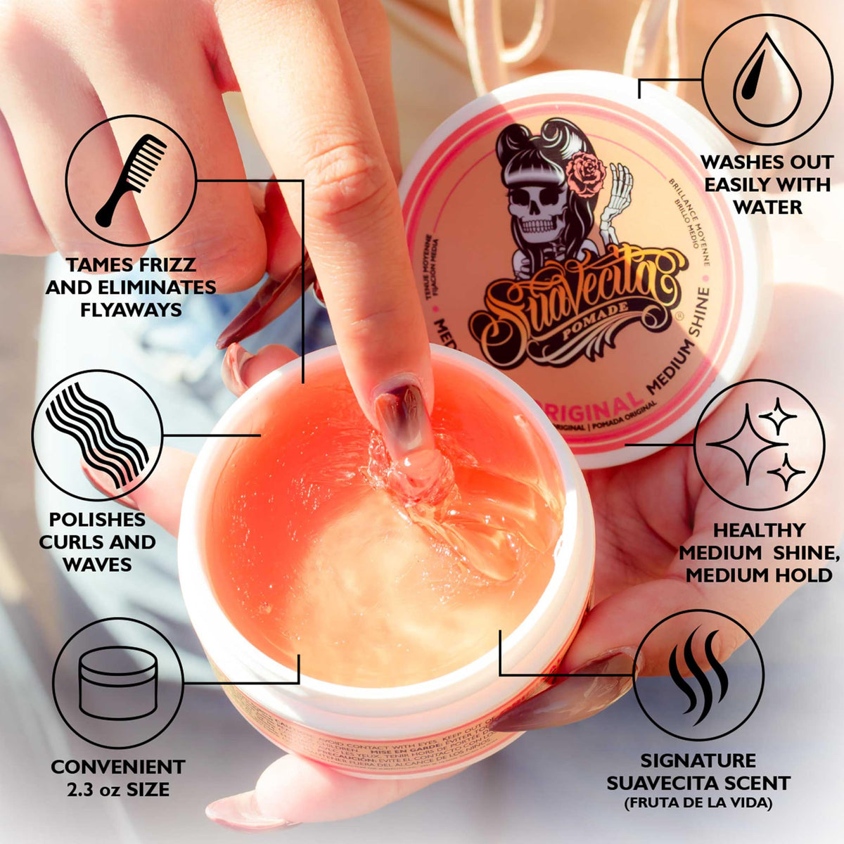 Suavecito Pomade for Women 2.3 oz can side view