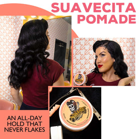 Suavecito Pomade for Women applied to styled hair
