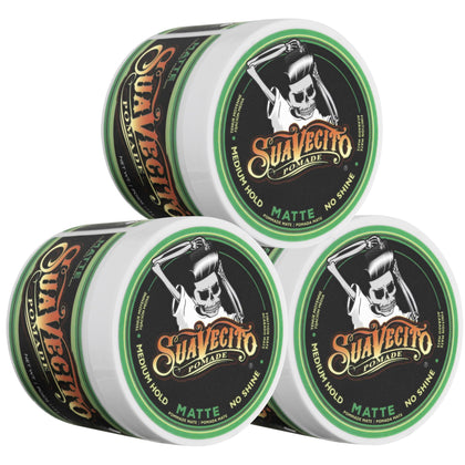 Suavecito Pomade Matte 3 pack front view with packaging