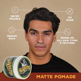 Suavecito Pomade Matte 32 oz with styling tools