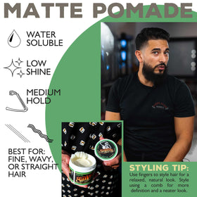 Suavecito Pomade Matte 4 oz application on hair