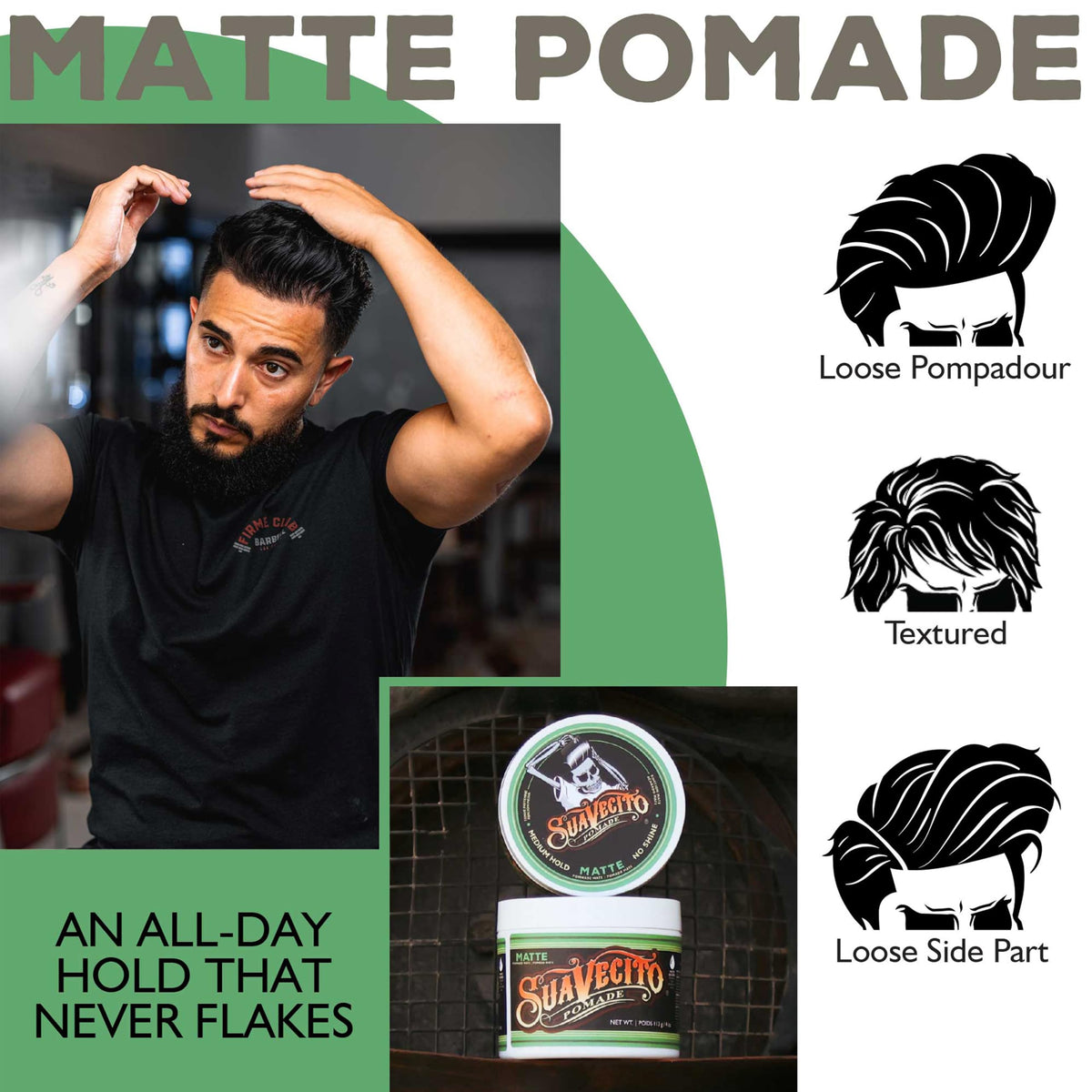 Suavecito Pomade Matte 4 oz open jar showing product