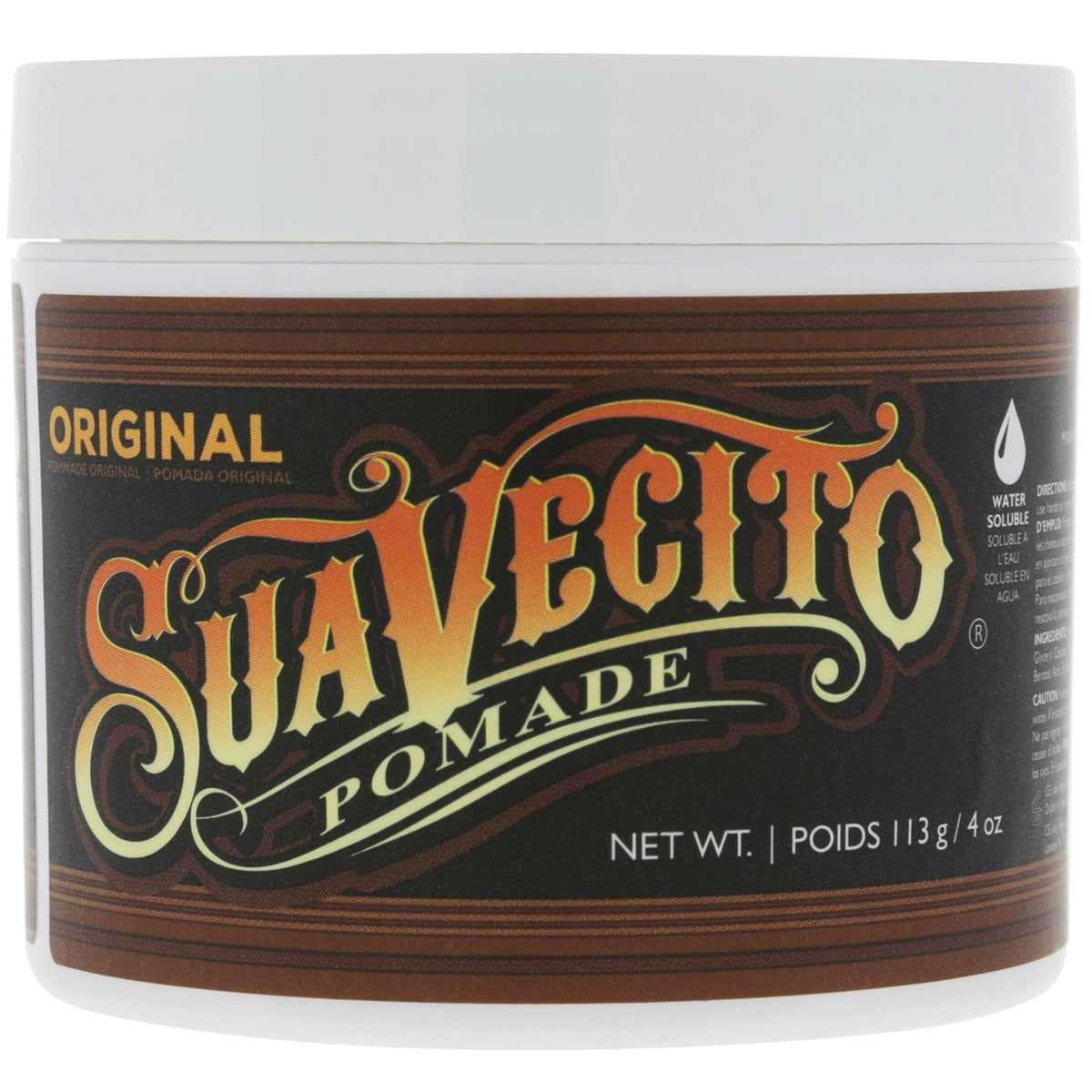 Suavecito Pomade Original on a bathroom counter