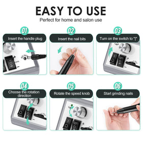 SUBAY Electric Nail Drill displayed with nail care accessories