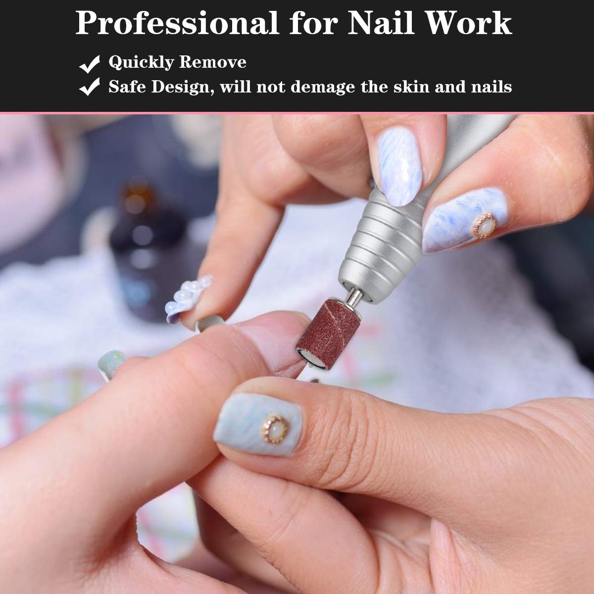 SUBAY nail drill bits set with tools laid out