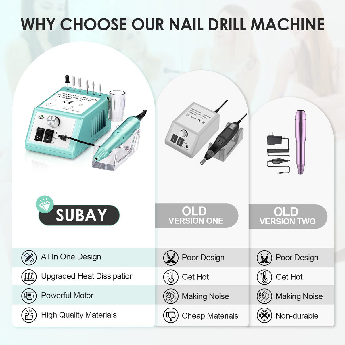 SUBAY Nail Drill Machine in use on nails