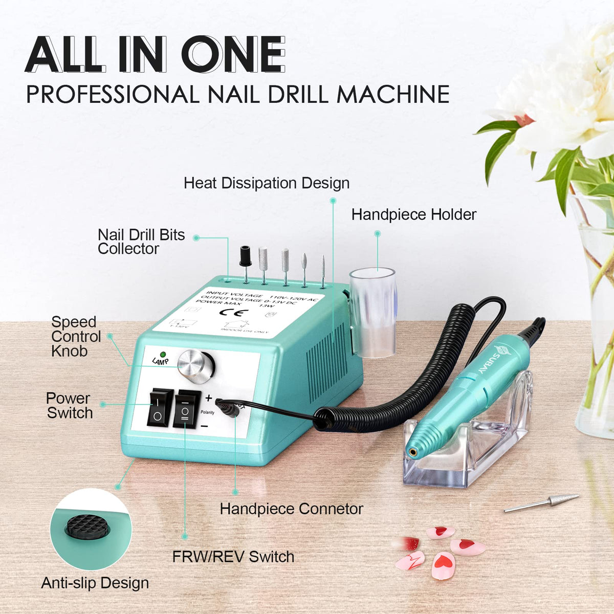 SUBAY Nail Drill Machine with sanding bands included