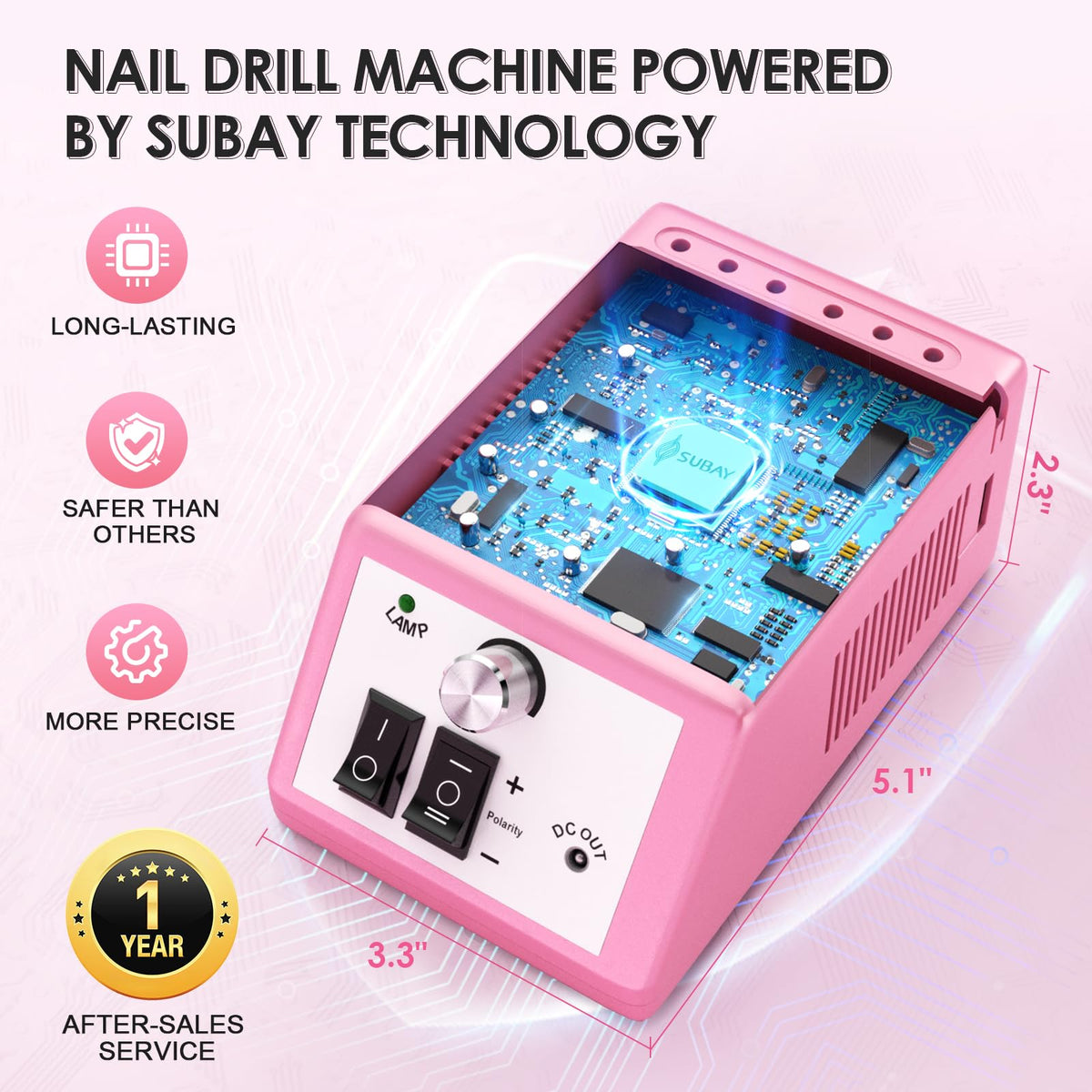 SUBAY Nail Drill with drill bits inserted