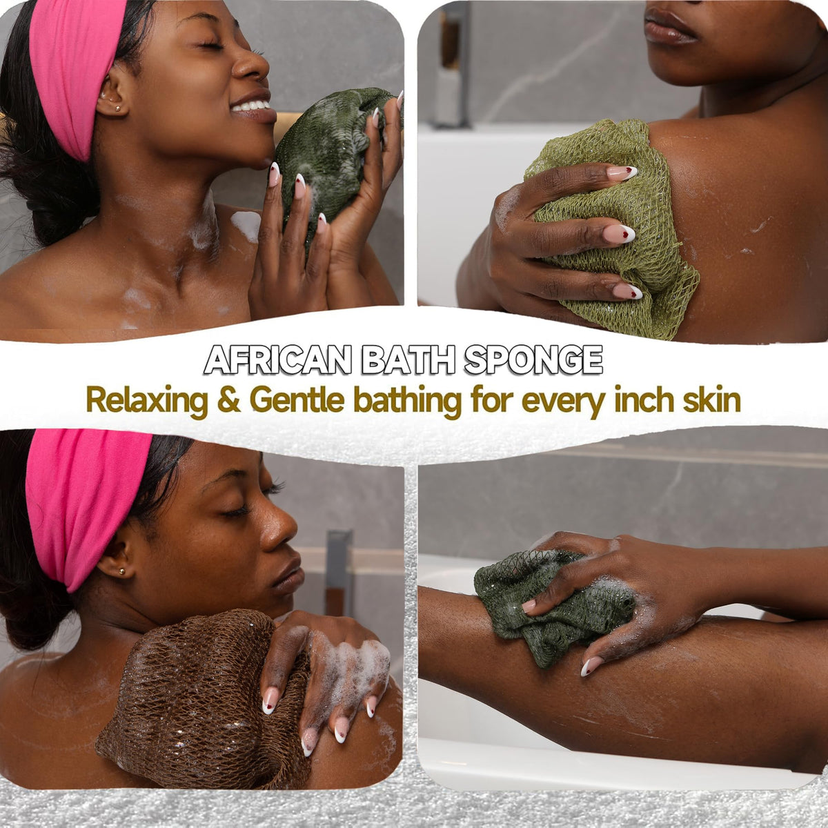 SubSahara African Net Sponge being used for exfoliation on back