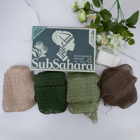 SubSahara African Net Sponge displayed with bar soap