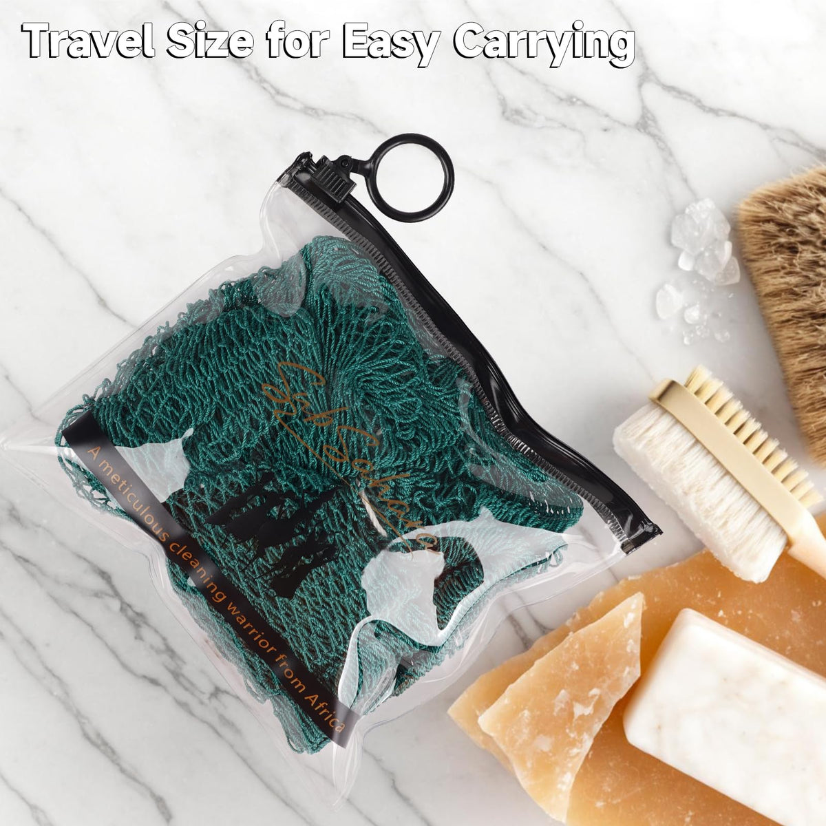SubSahara African Net Sponge in travel pouch
