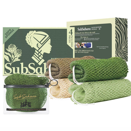 SubSahara Authentic African Net Sponge 4 pack in assorted colours