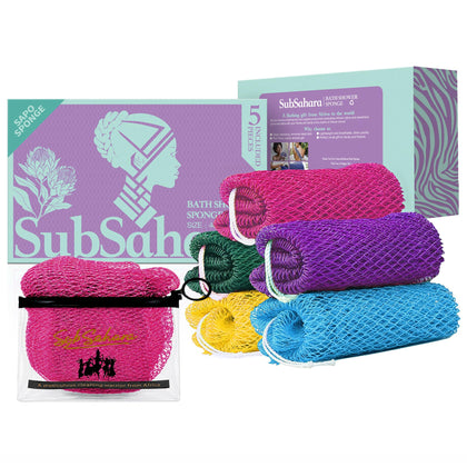SubSahara Authentic African Net Sponge 5 pack in assorted colours