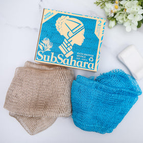 SubSahara Authentic African Net Sponge back view showing knotted design