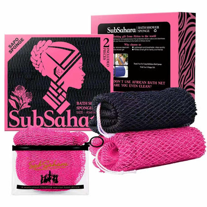 SubSahara Authentic African Net Sponge black and pink front view