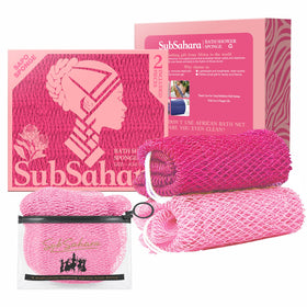 SubSahara Authentic African Net Sponge dark pink and light pink front view