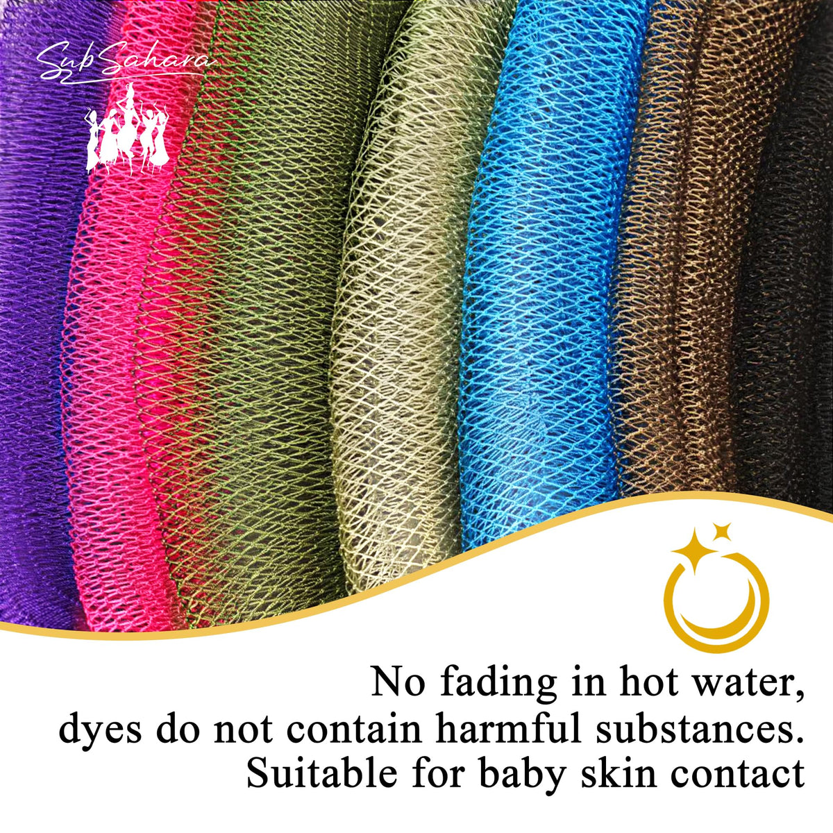 SubSahara Authentic African Net Sponge displayed with bar soap