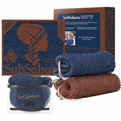 SubSahara Authentic African Net Sponge front view in navy blue