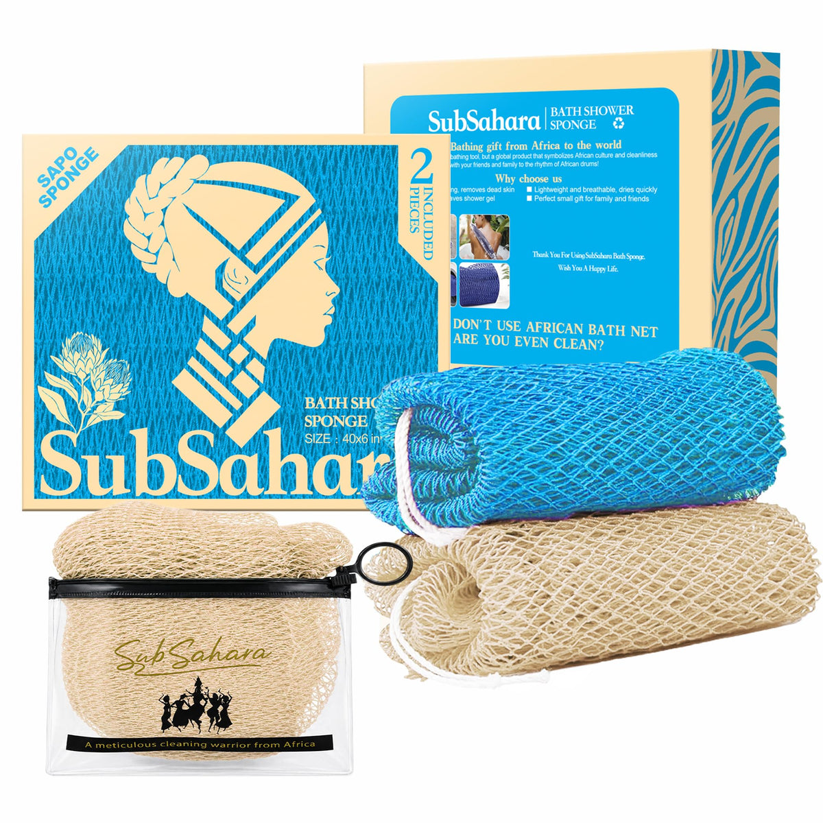 SubSahara Authentic African Net Sponge front view in Olive Green