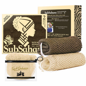 SubSahara Authentic African Net Sponge front view, Olive Green and Light Green